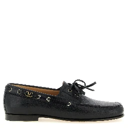 Black Buffalo Leather Slip-On Loafers
