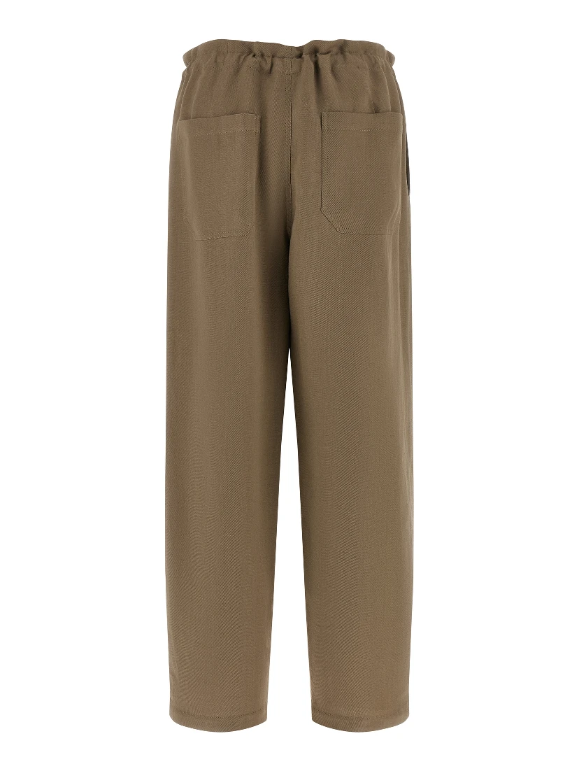 Beige Viscose Casual Pants