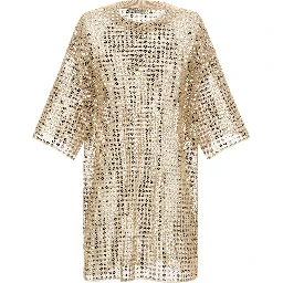 Beige Polyester Short Dress