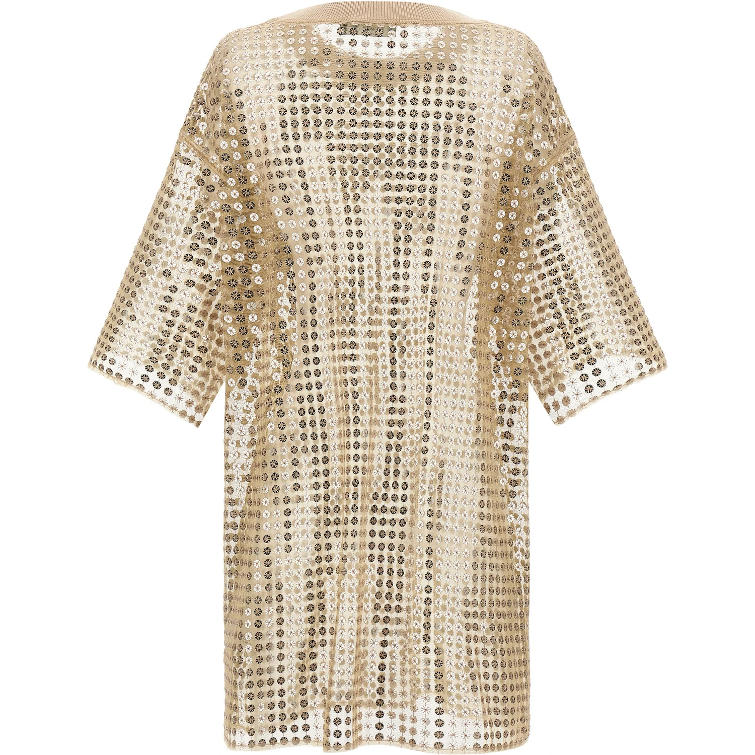 Beige Polyester Short Dress