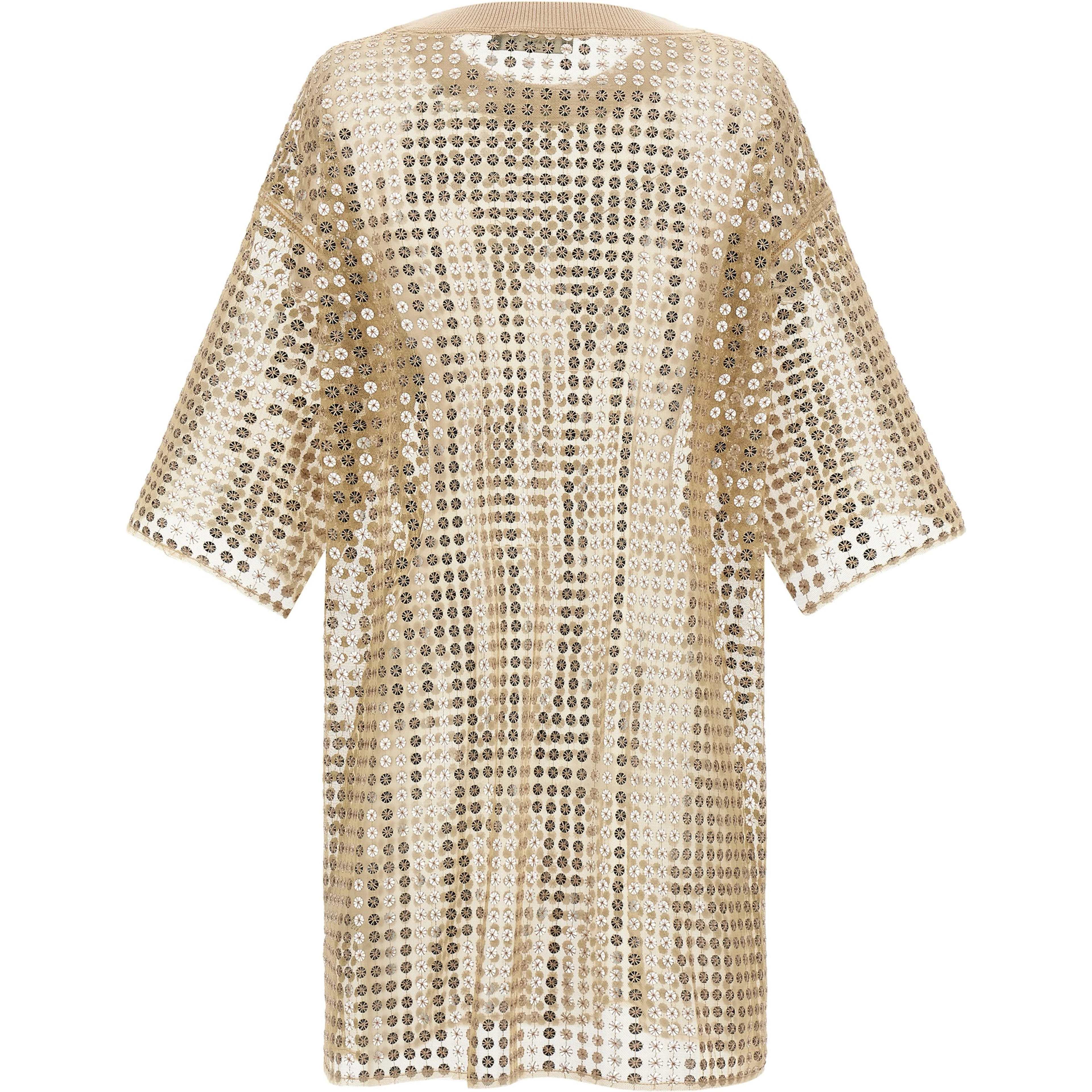 Beige Polyester Short Dress