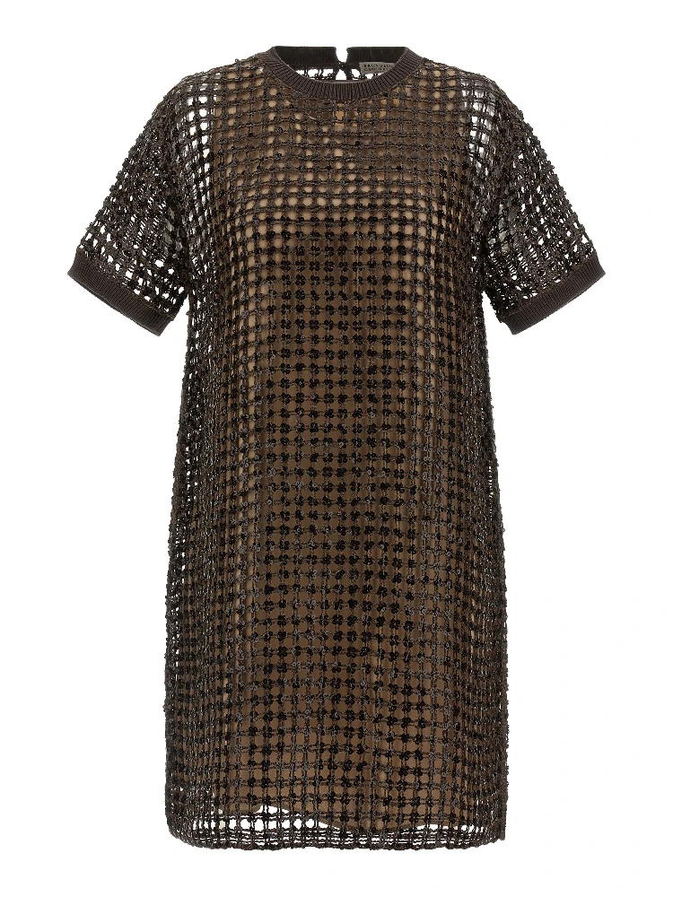 Brown Silk Short Dress