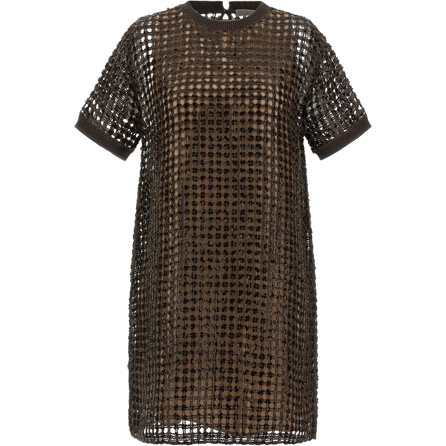 Brown Silk Short Dress
