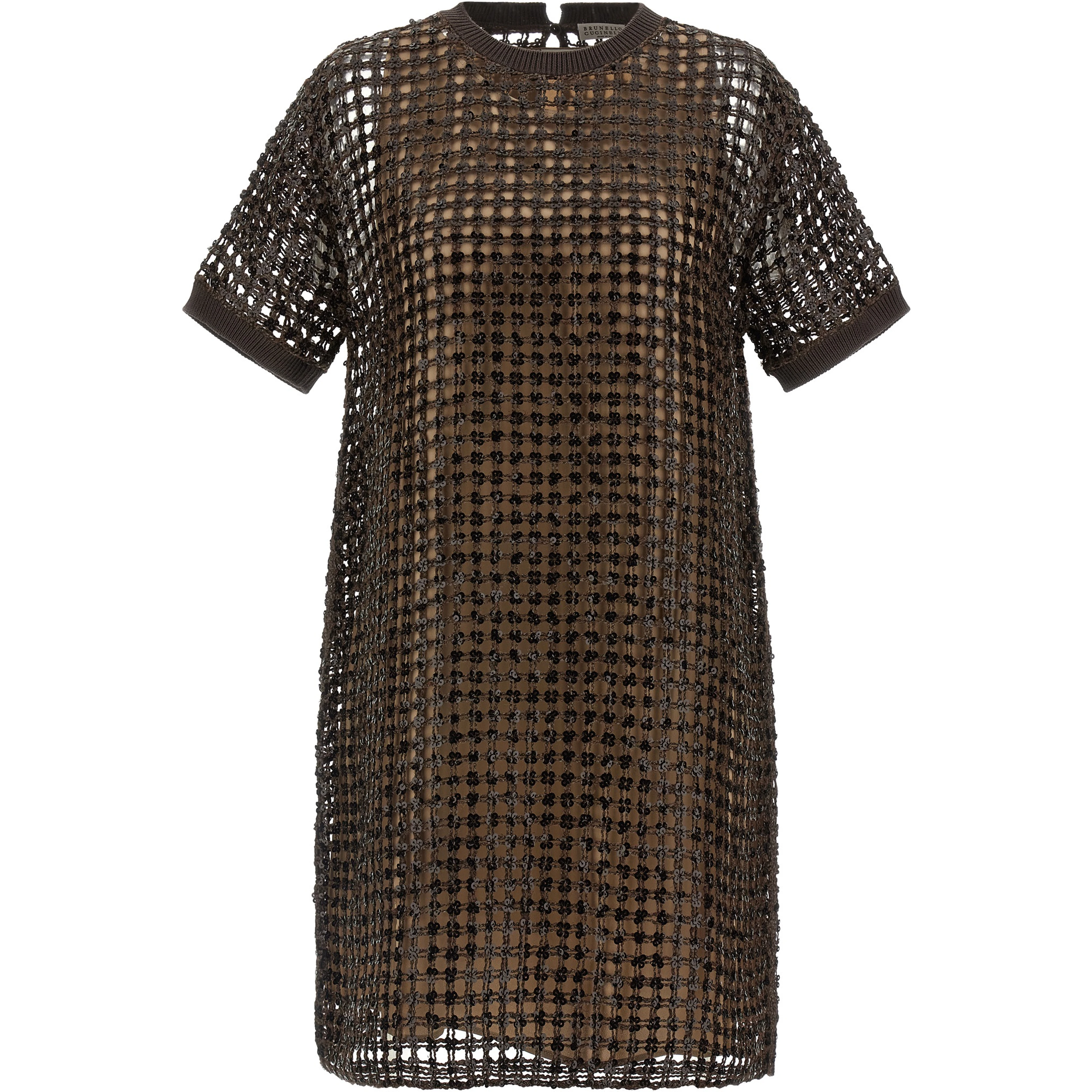 Brown Silk Short Dress