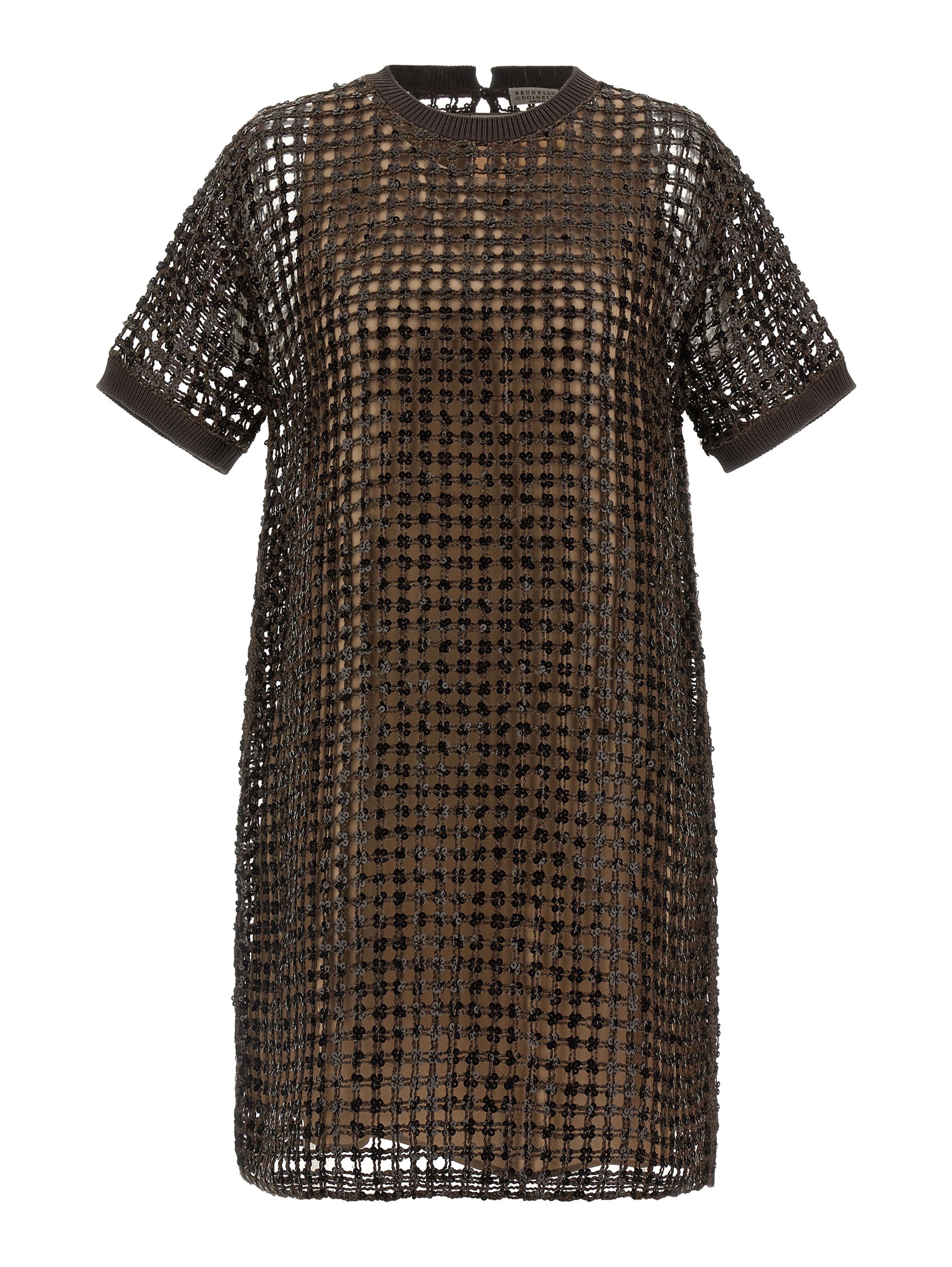 Brown Silk Short Dress