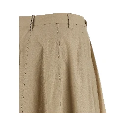 Beige Cotton Midi Skirt