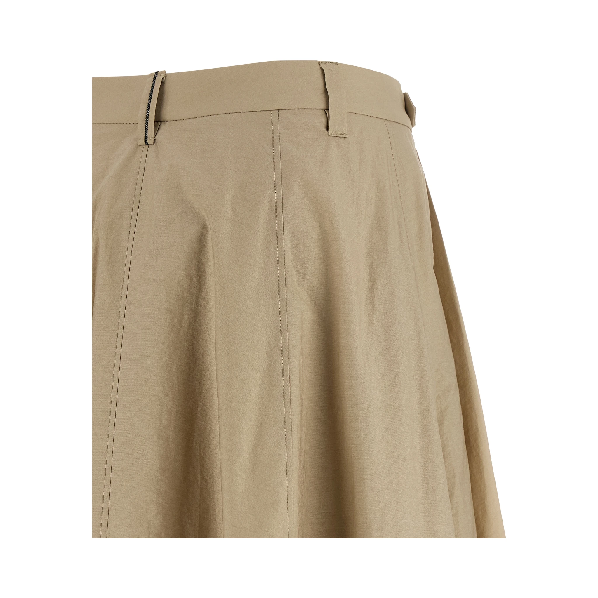 Beige Cotton Midi Skirt