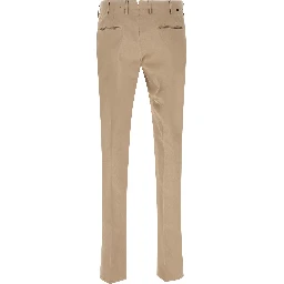 Beige Cotton Casual Pants
