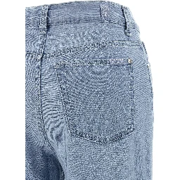 Blue Cotton Flared Jeans