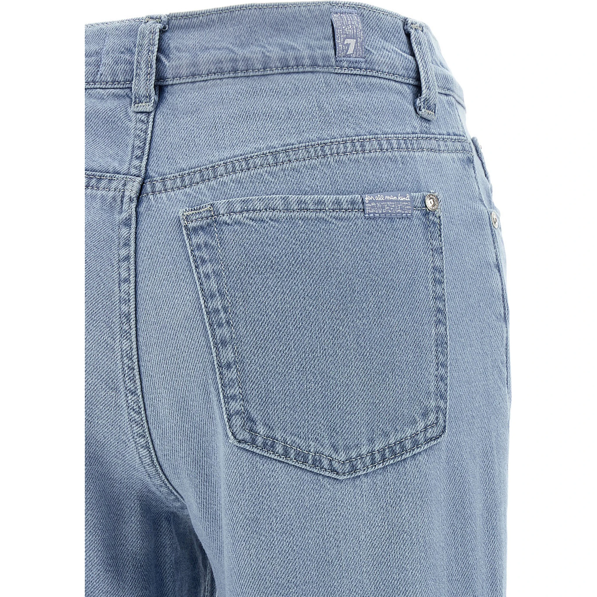 Blue Cotton Flared Jeans