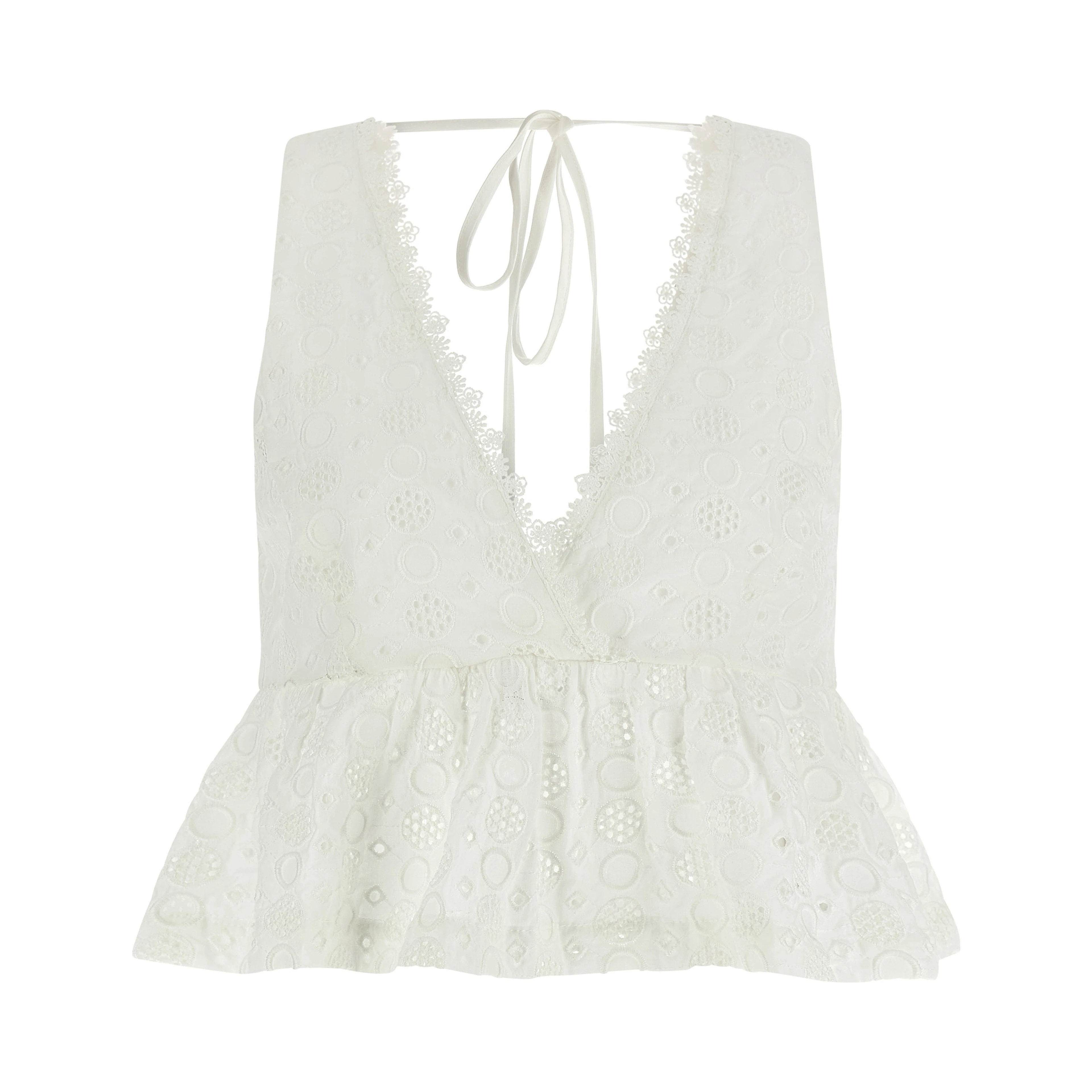 White Cotton Sleeveles T-Shirt