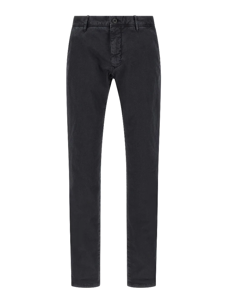 Blue Cotton Casual Pants