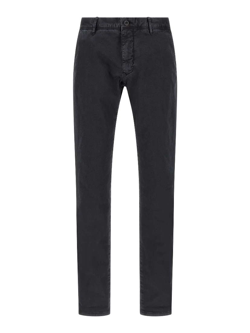 Blue Cotton Casual Pants