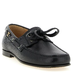 Black Buffalo Leather Slip-On Loafers