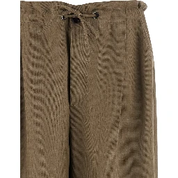 Beige Viscose Casual Pants