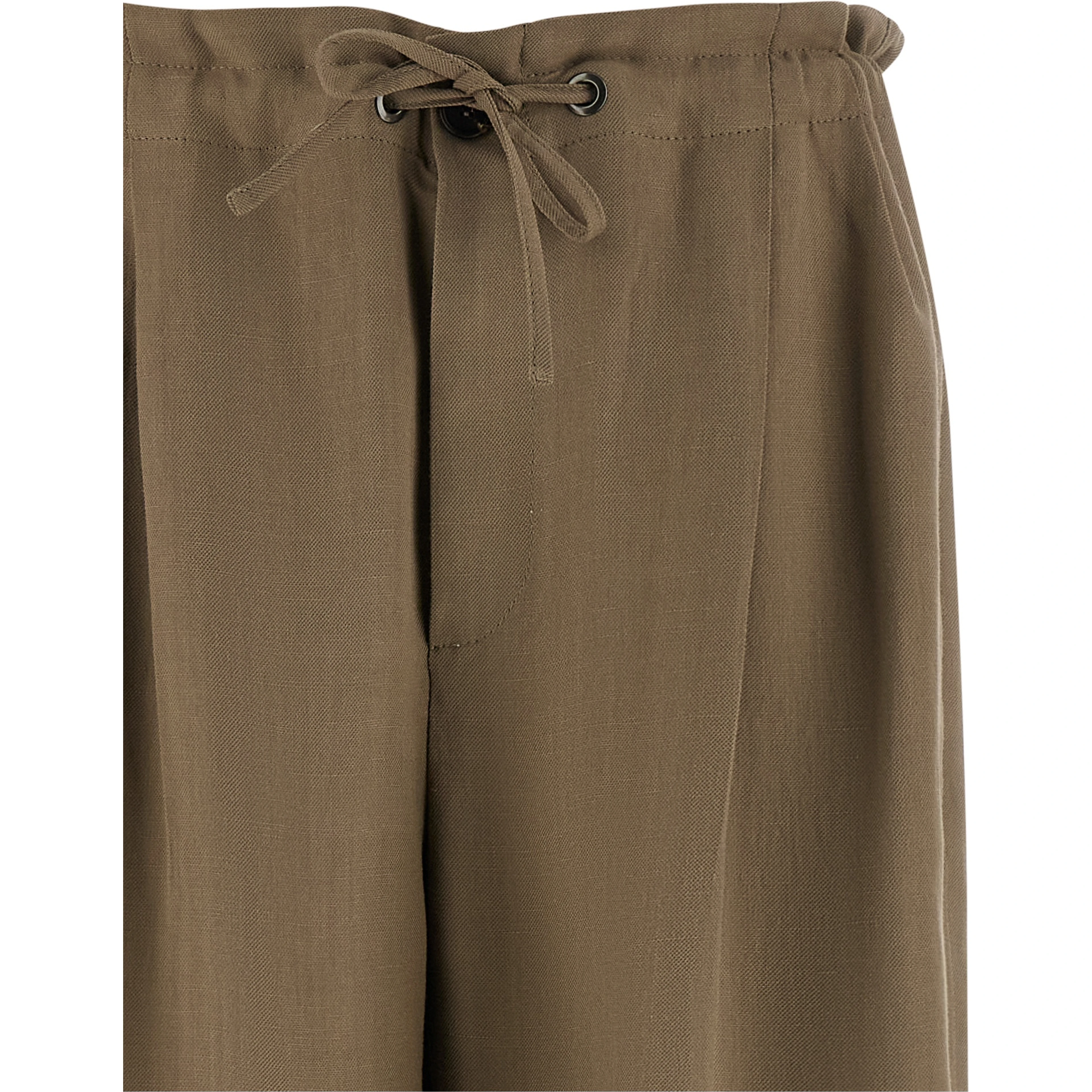 Beige Viscose Casual Pants
