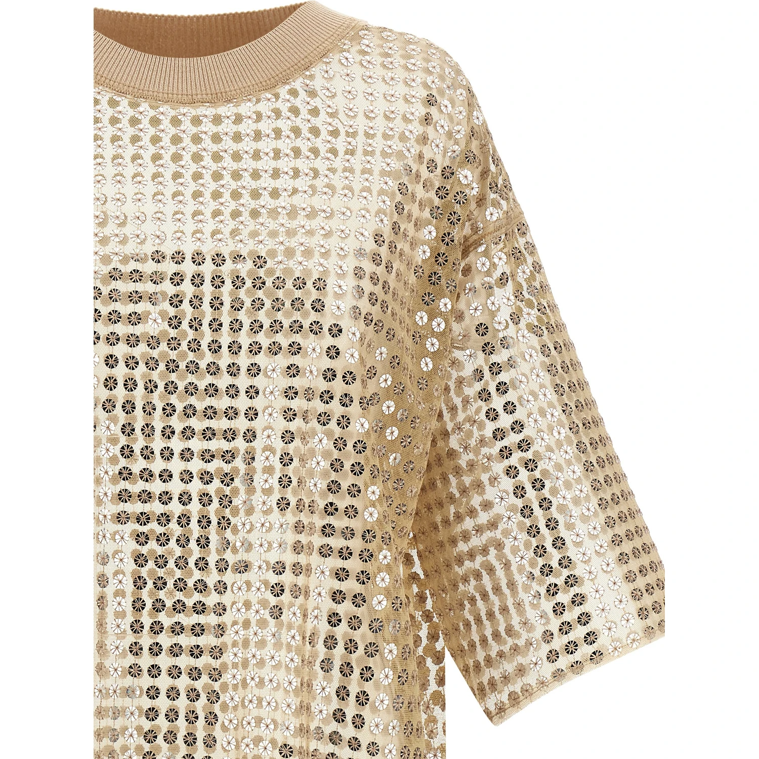 Beige Polyester Short Dress