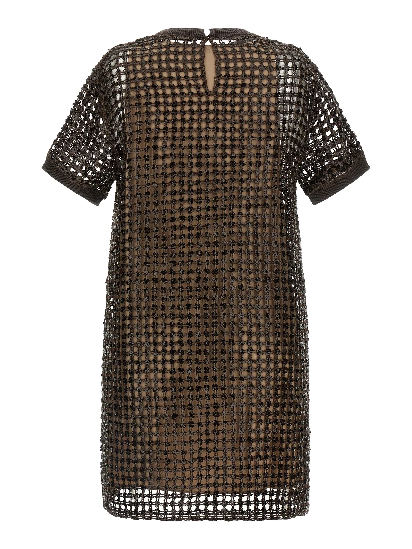 Brown Silk Short Dress