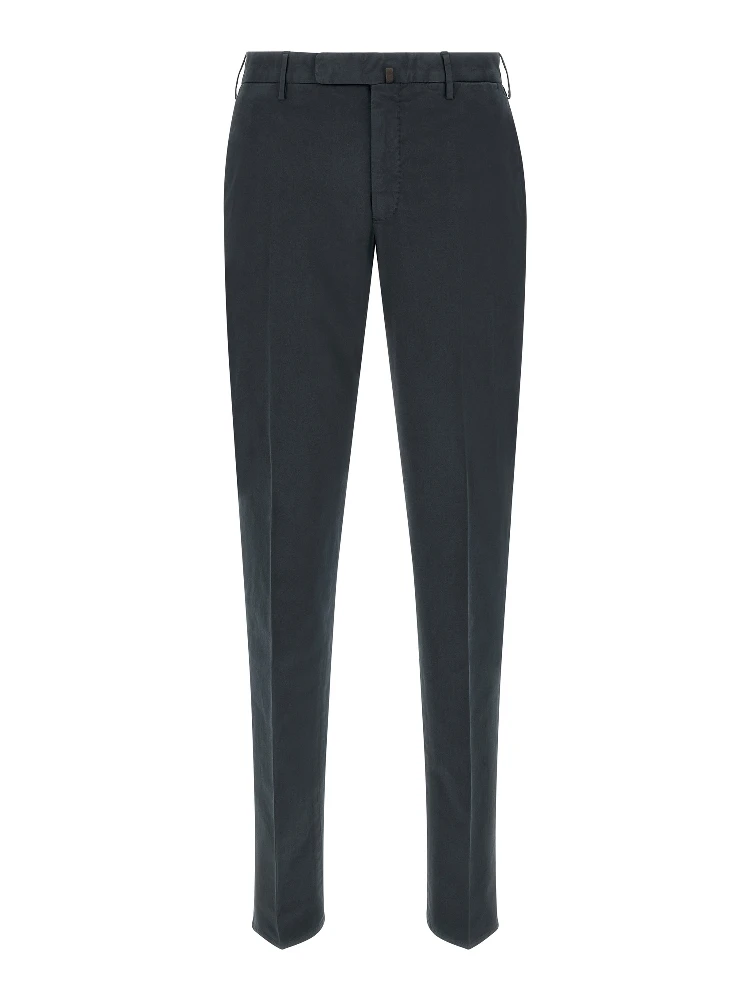 Blue Cotton Casual Pants