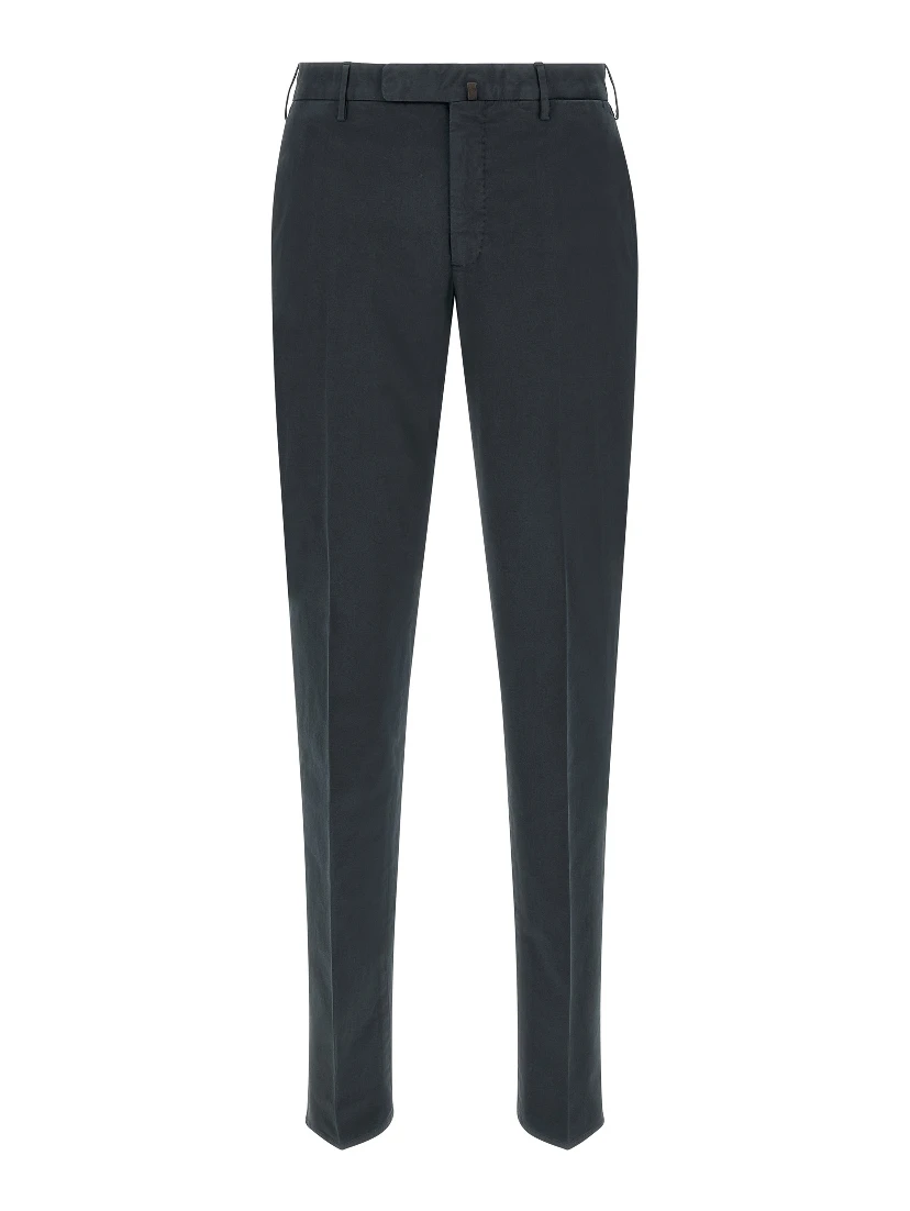 Blue Cotton Casual Pants