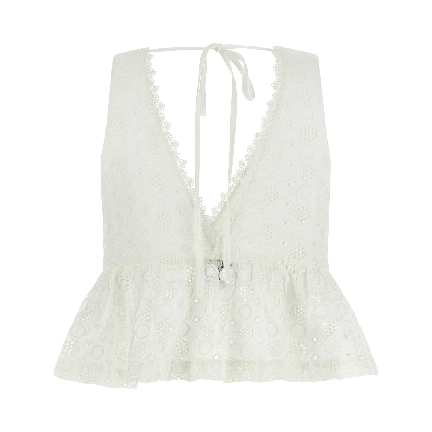 White Cotton Sleeveles T-Shirt