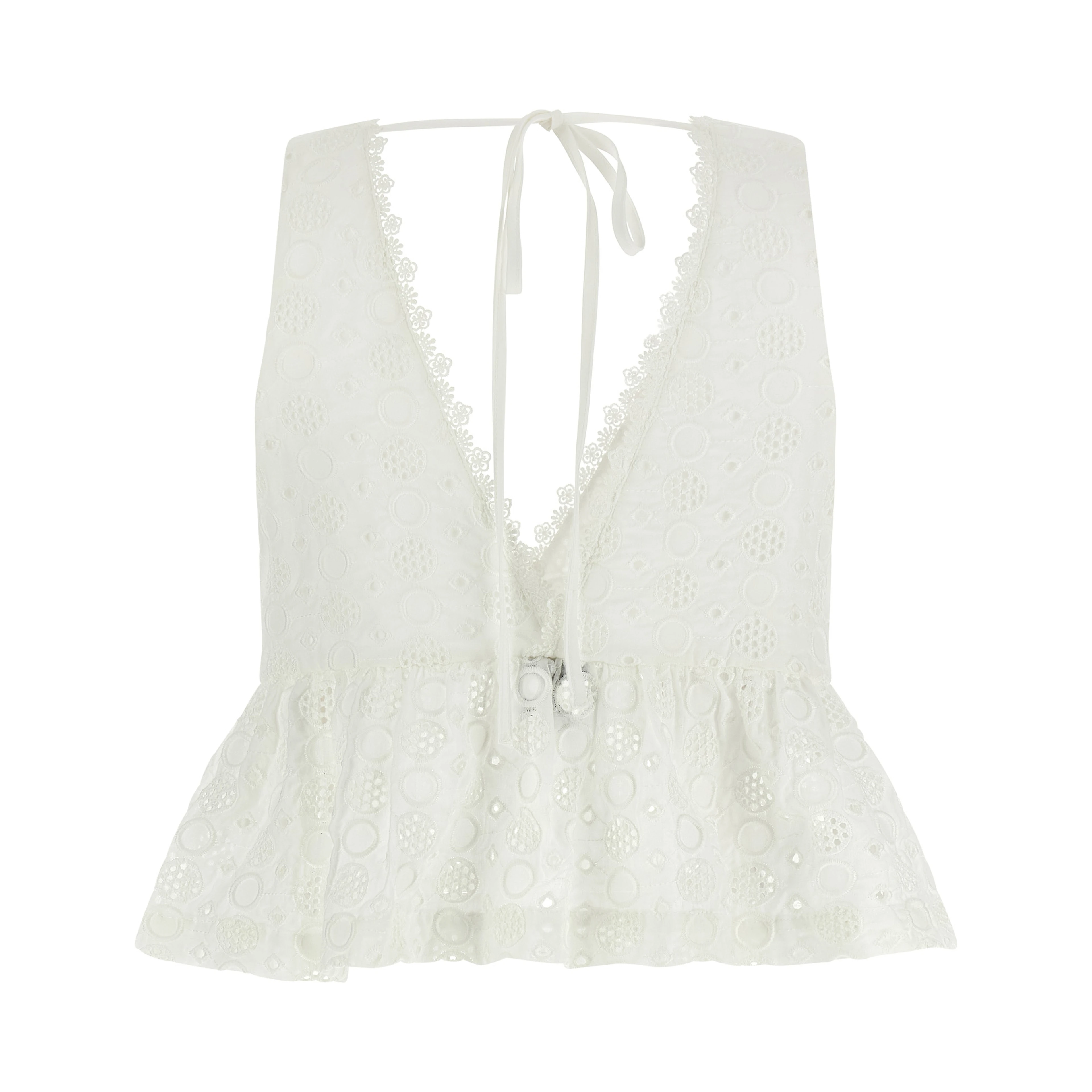 White Cotton Sleeveles T-Shirt