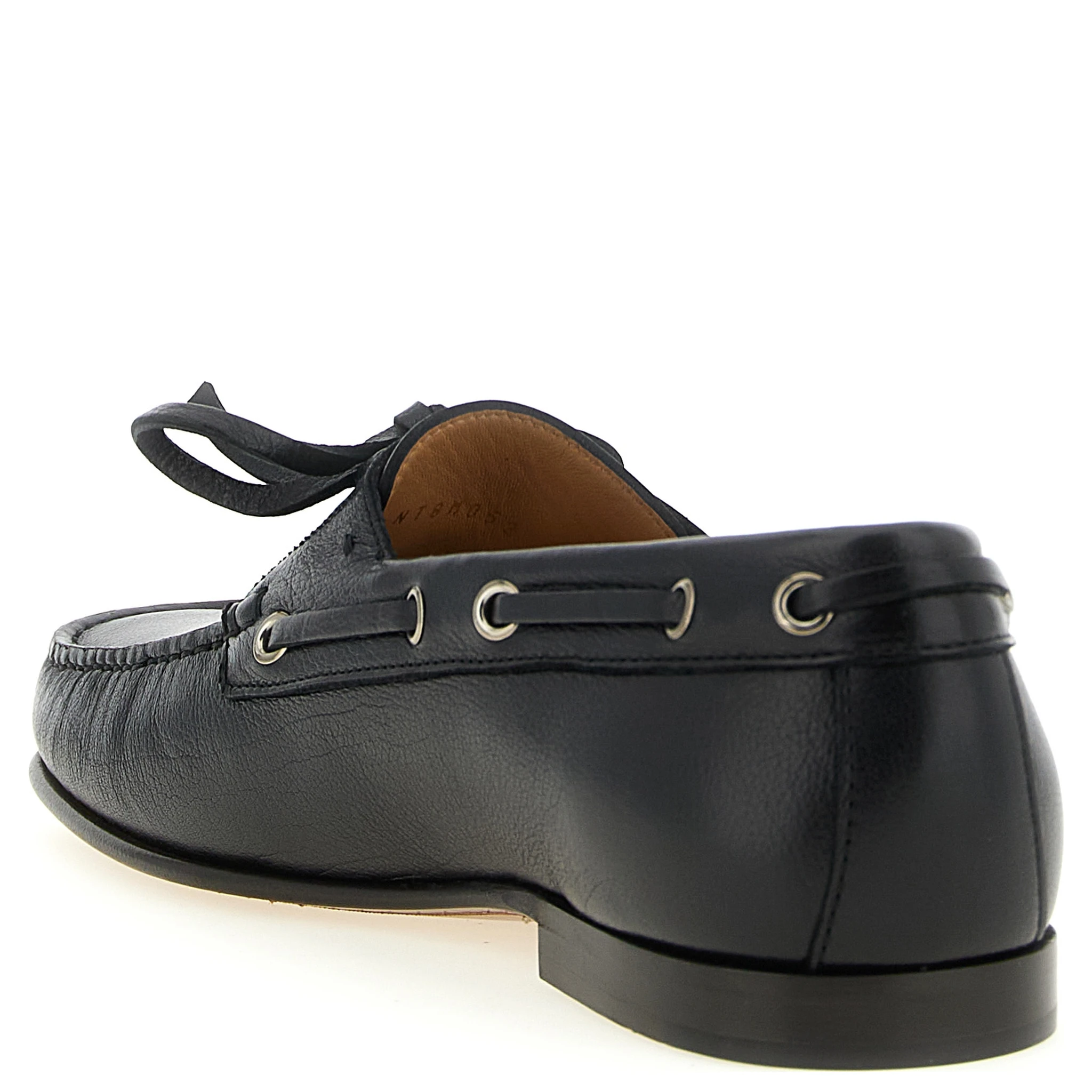 Black Buffalo Leather Slip-On Loafers