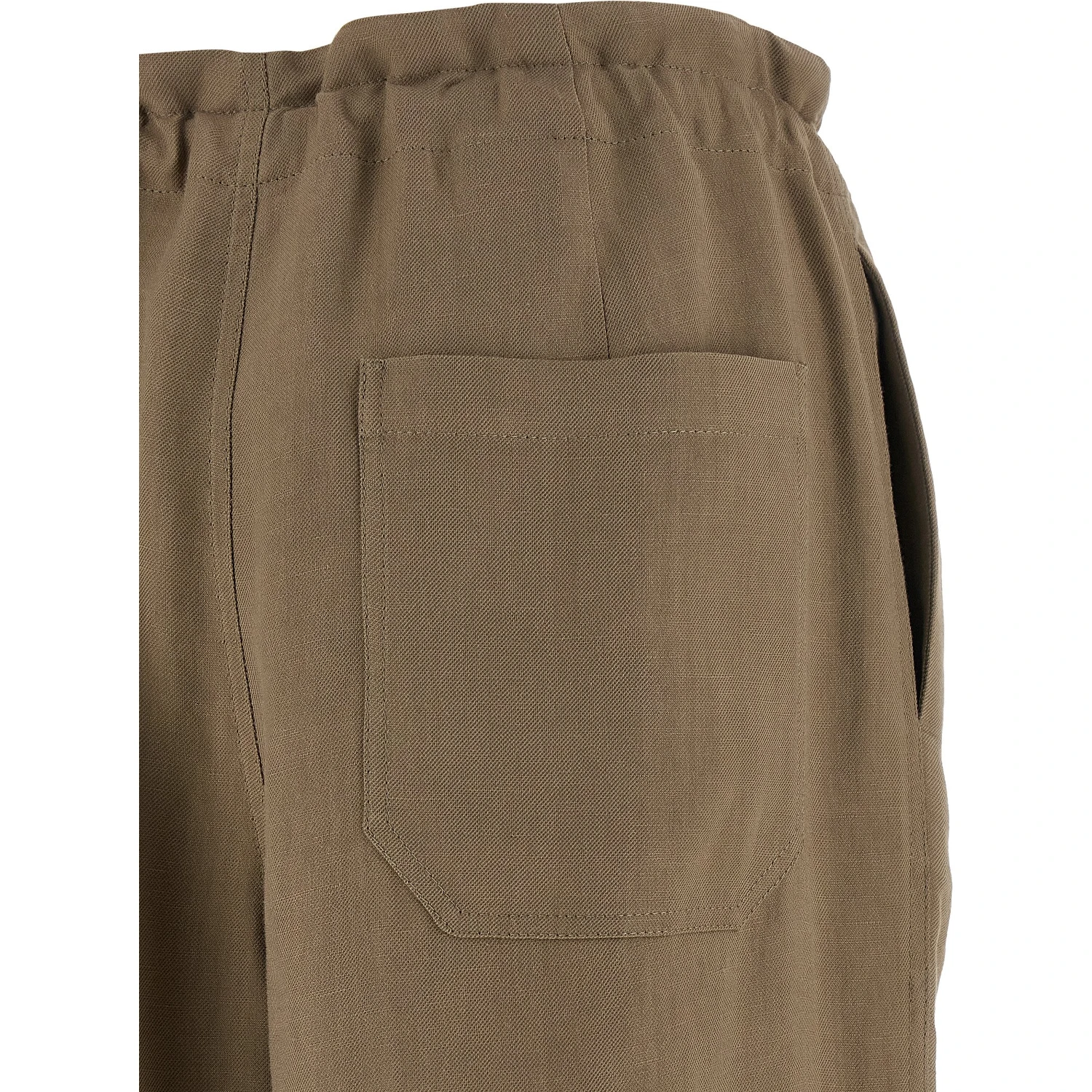 Beige Viscose Casual Pants