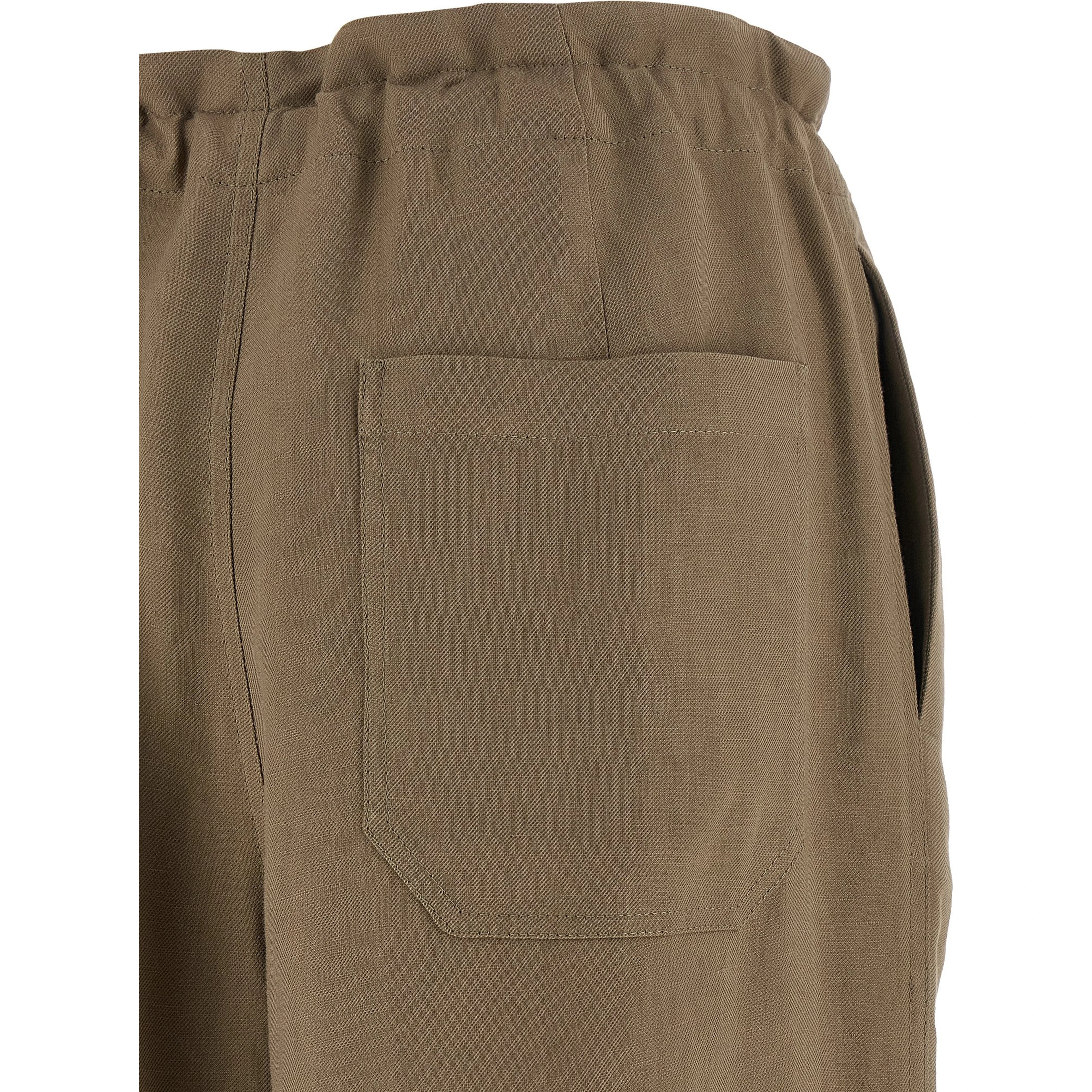 Beige Viscose Casual Pants