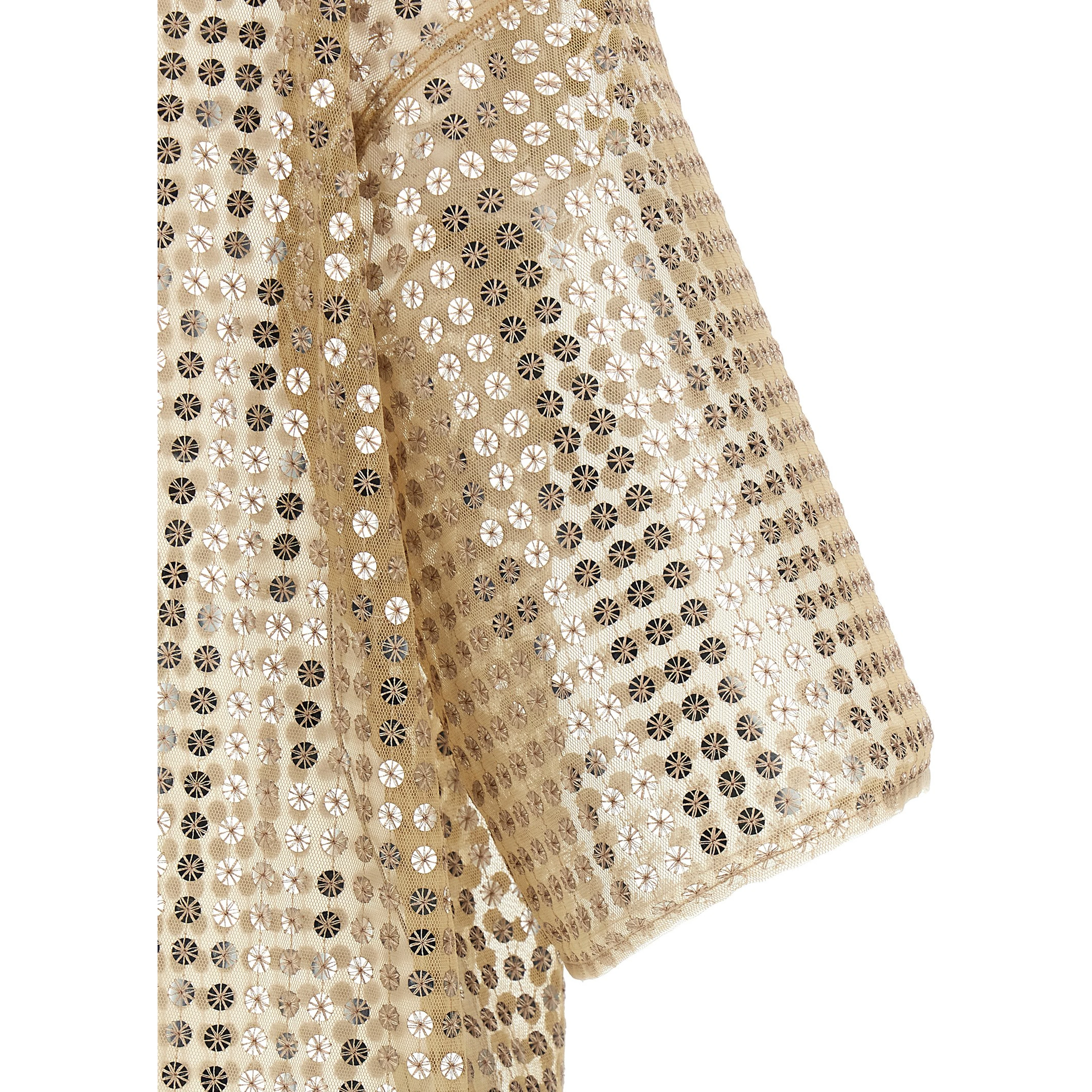 Beige Polyester Short Dress