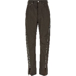 Brown Cotton Casual Pants