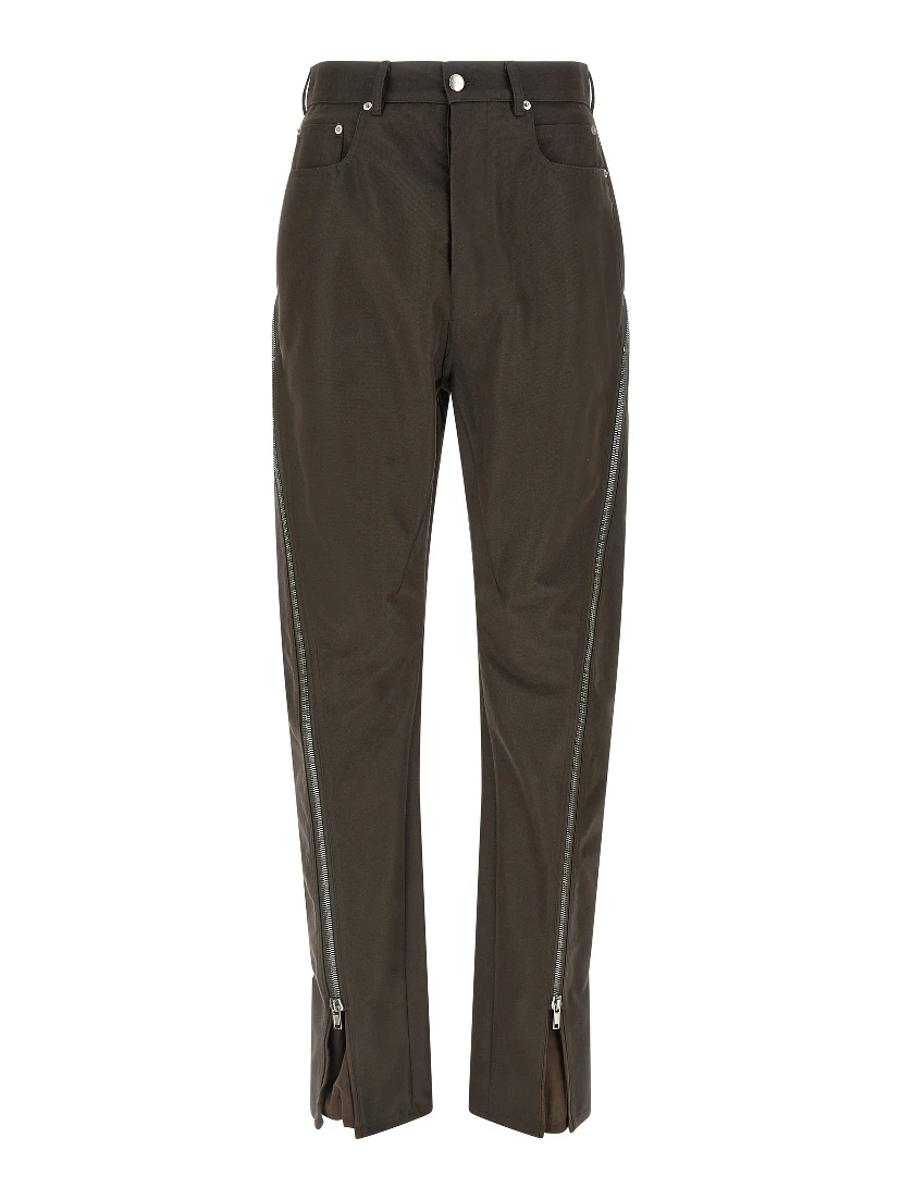Brown Cotton Casual Pants