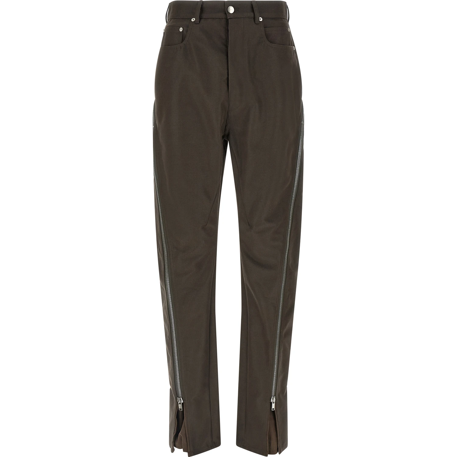 Brown Cotton Casual Pants