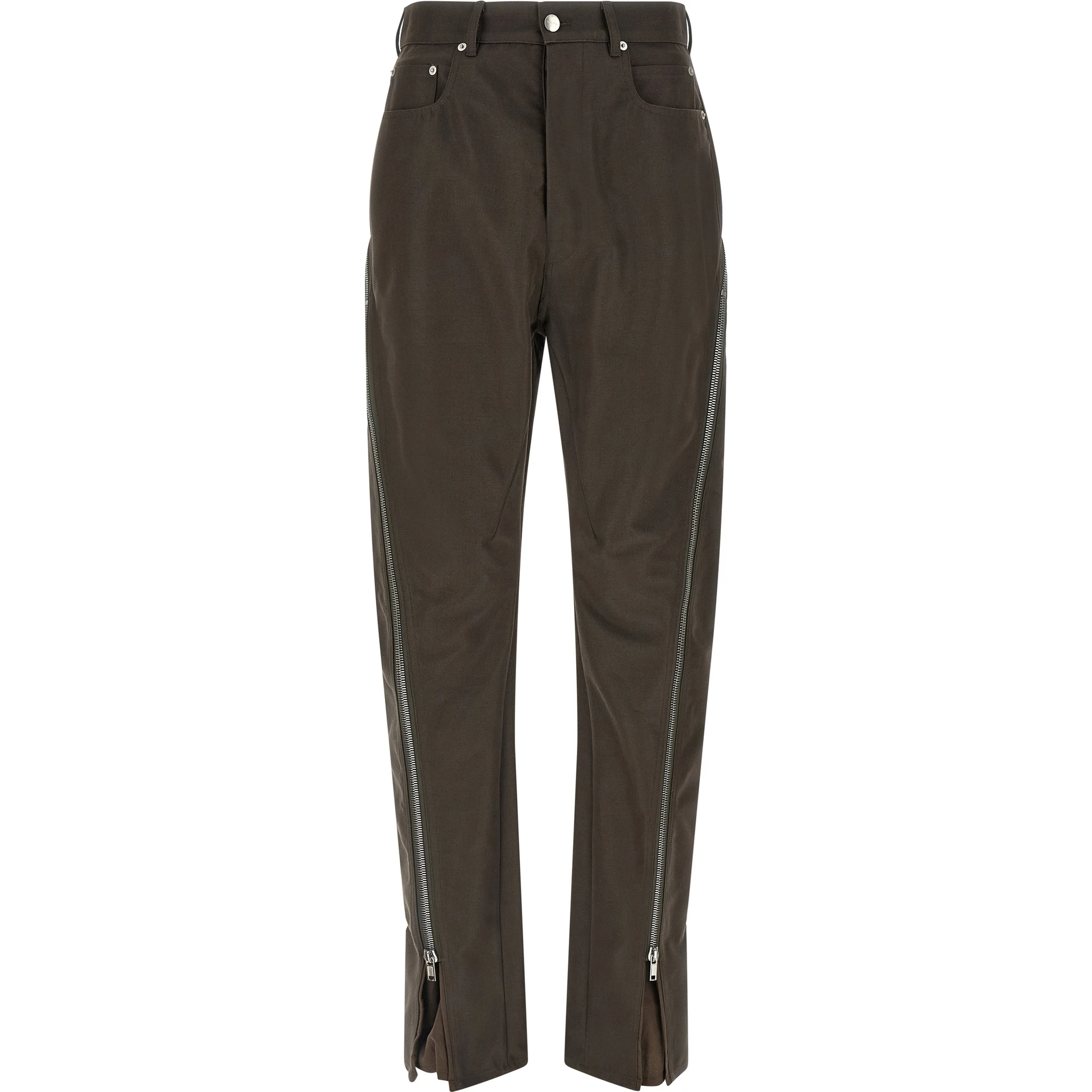 Brown Cotton Casual Pants