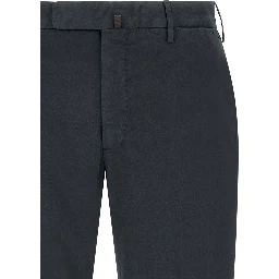 Blue Cotton Casual Pants