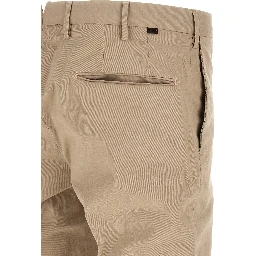 Beige Cotton Casual Pants