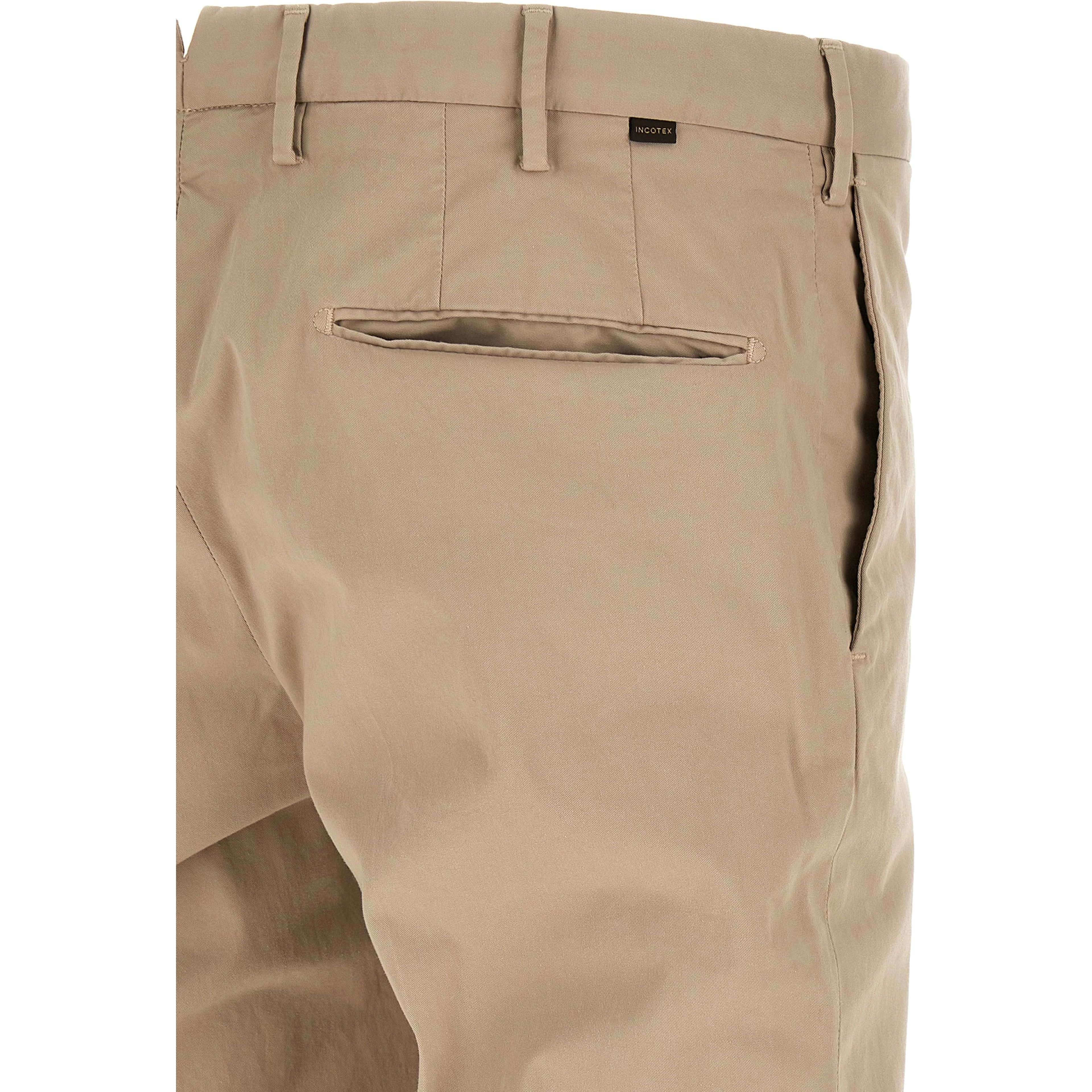 Beige Cotton Casual Pants