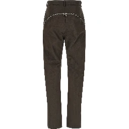 Brown Cotton Casual Pants