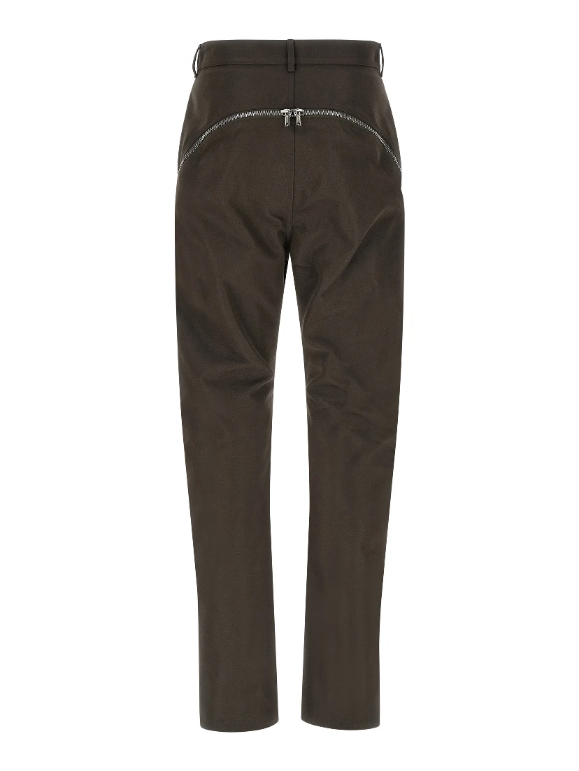 Brown Cotton Casual Pants