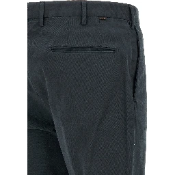 Blue Cotton Casual Pants