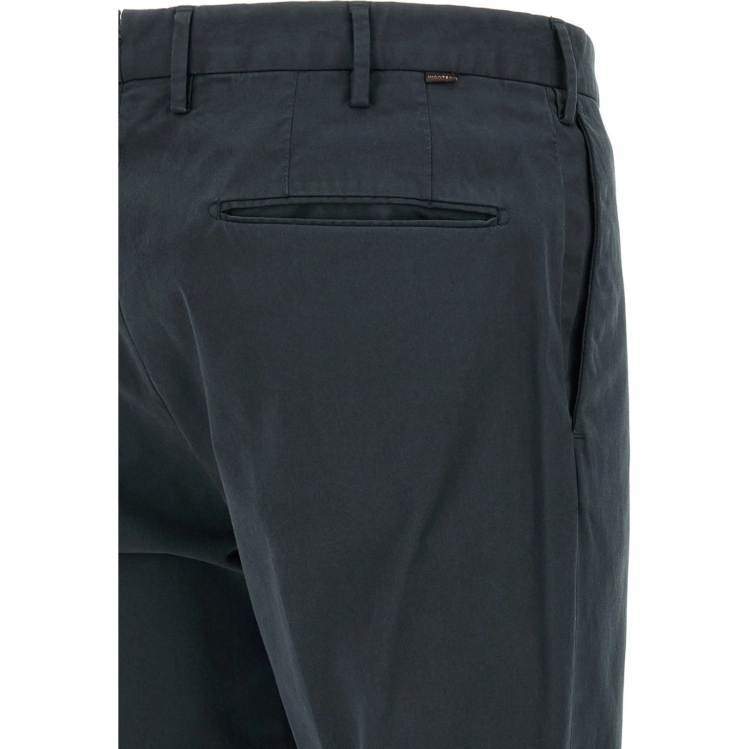Blue Cotton Casual Pants