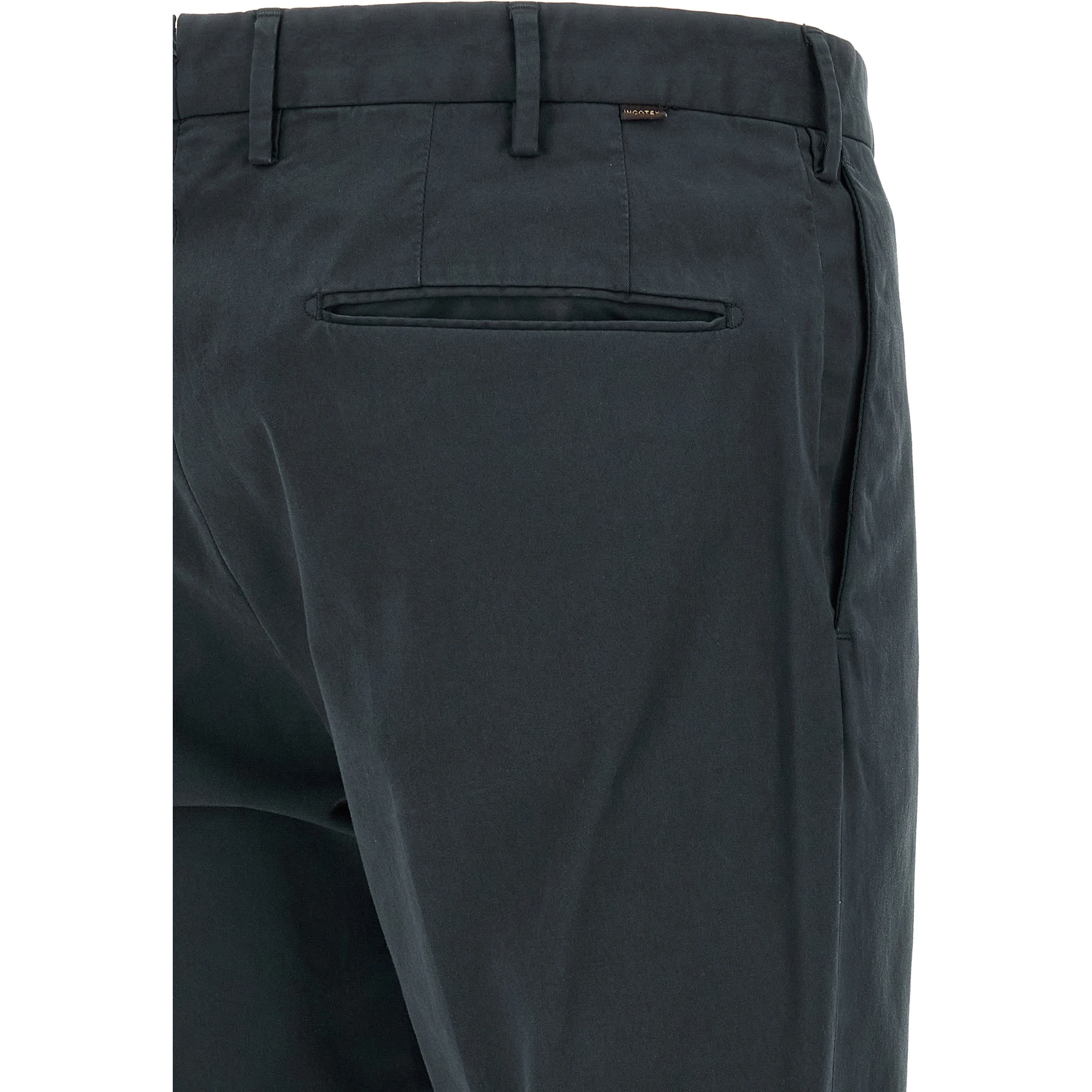 Blue Cotton Casual Pants