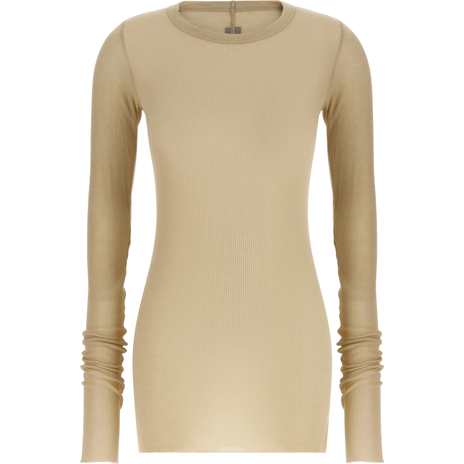 Beige Viscose Long Sleeve T-Shirt