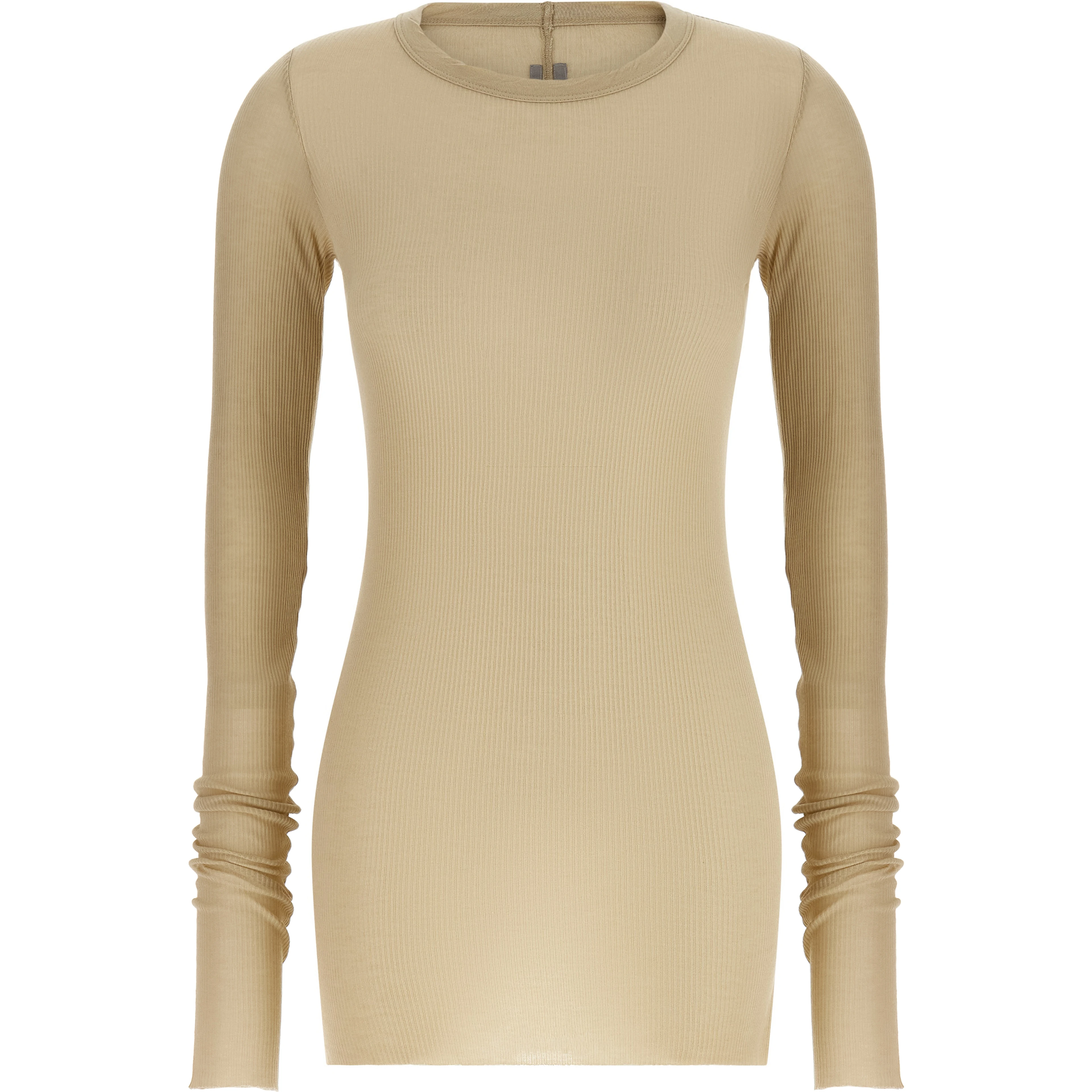 Beige Viscose Long Sleeve T-Shirt