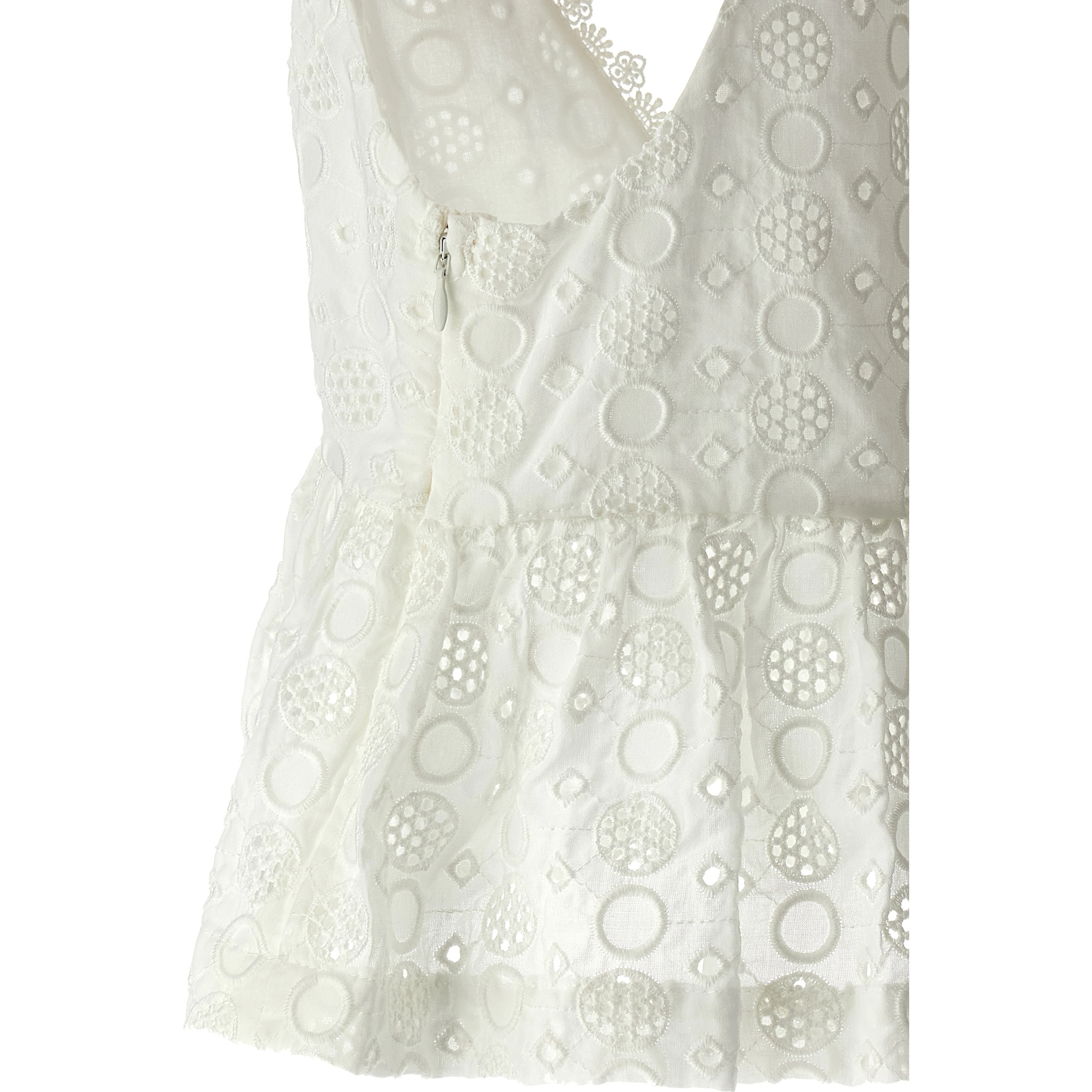 White Cotton Sleeveles T-Shirt