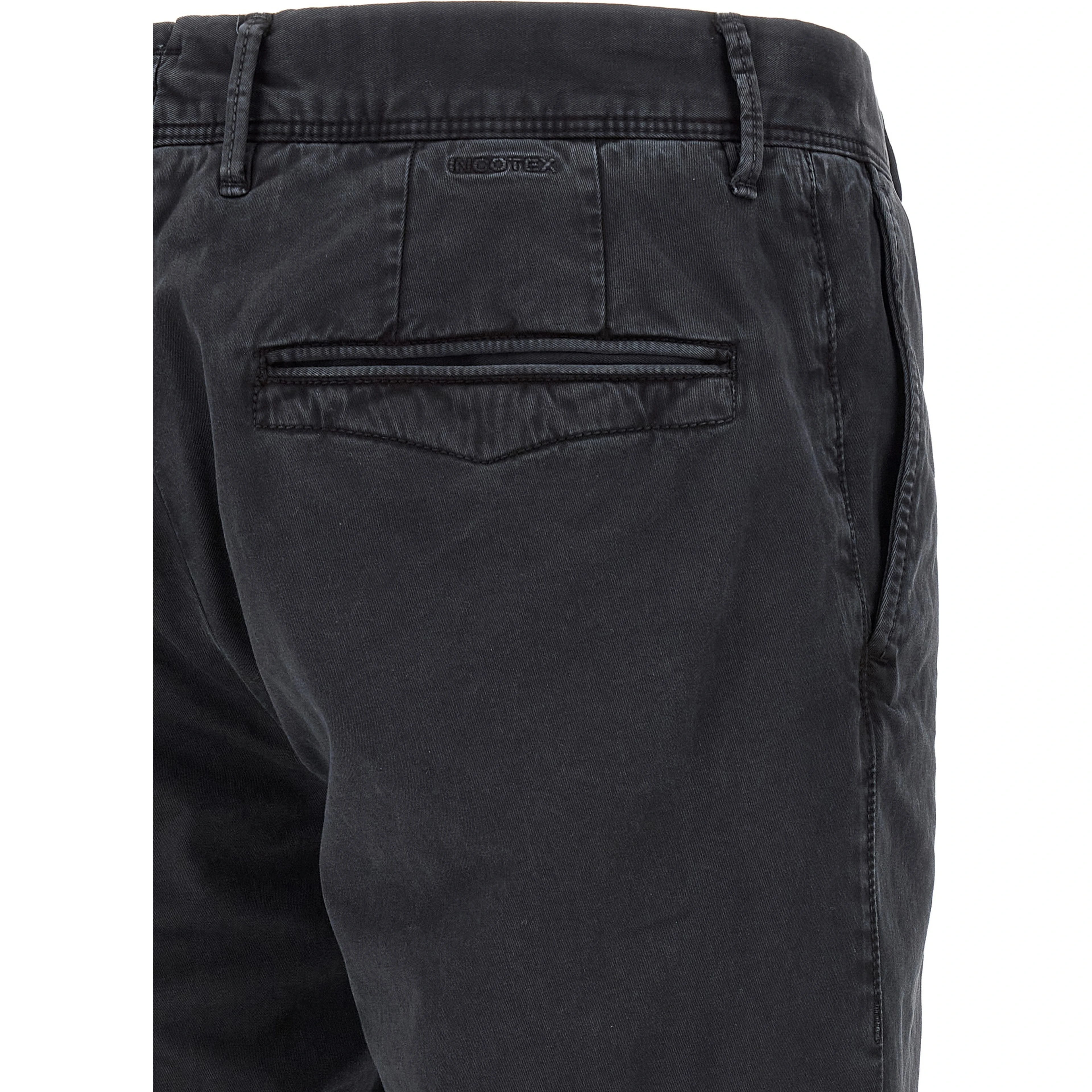 Blue Cotton Casual Pants