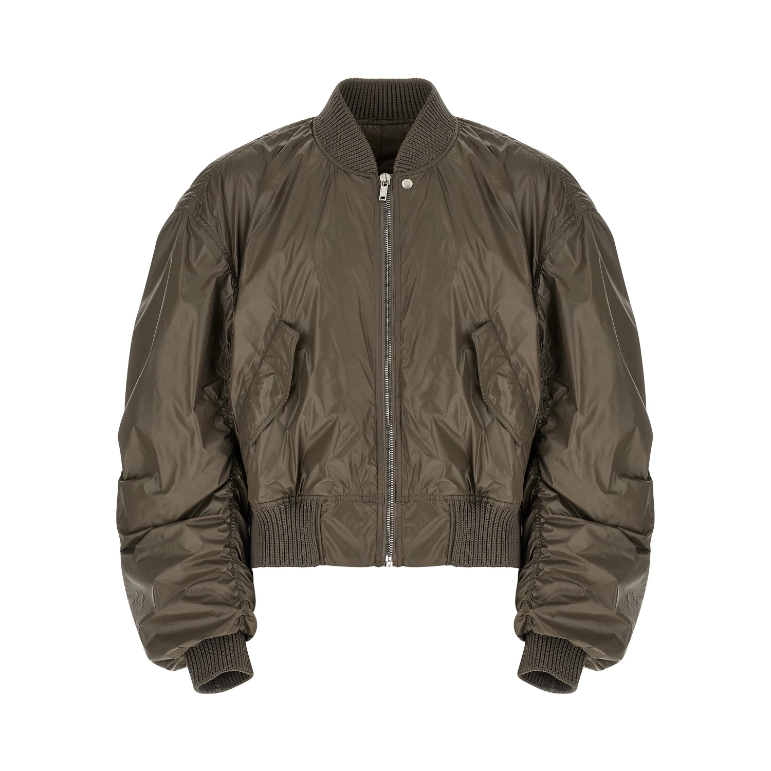 Gray Nylon Bomber