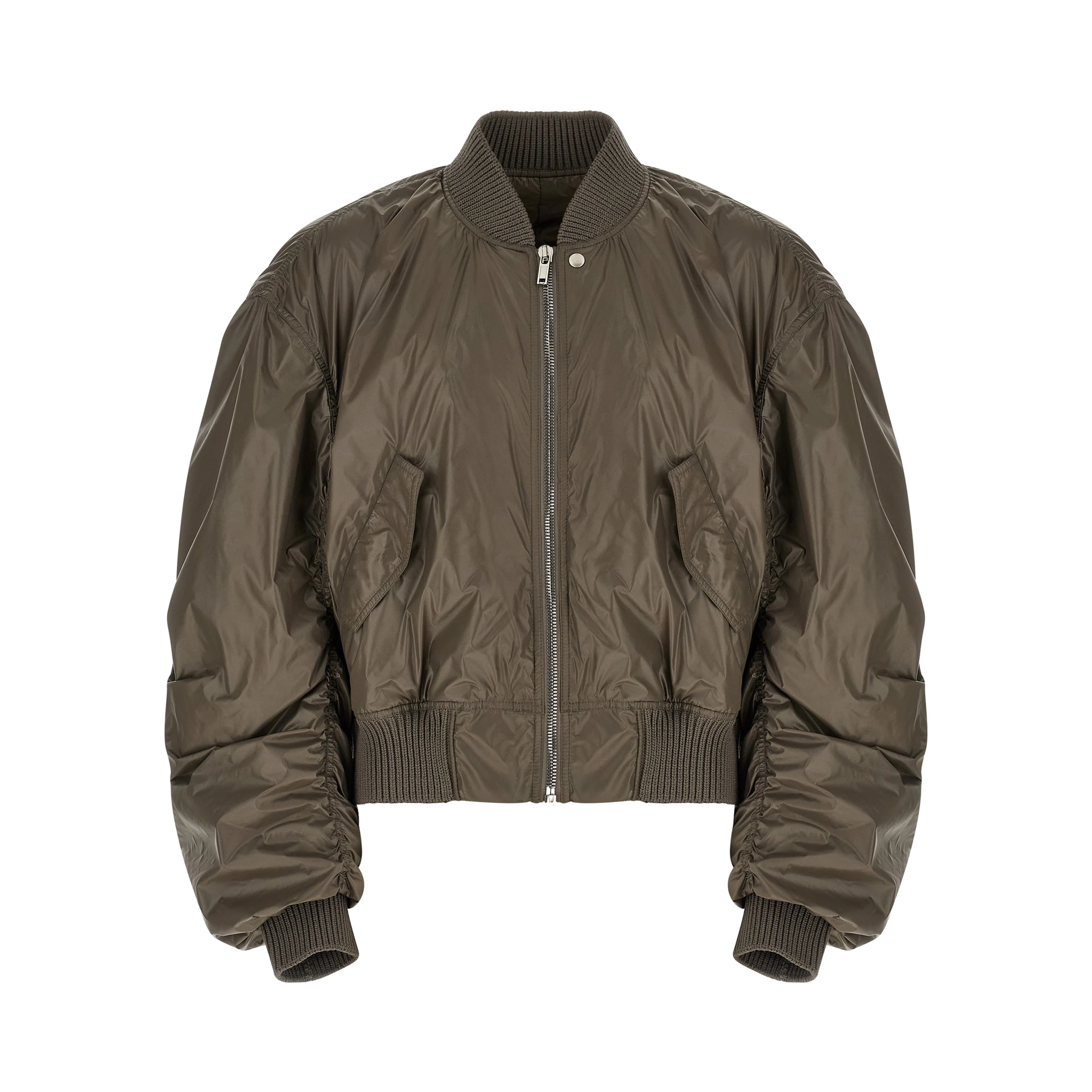 Gray Nylon Bomber