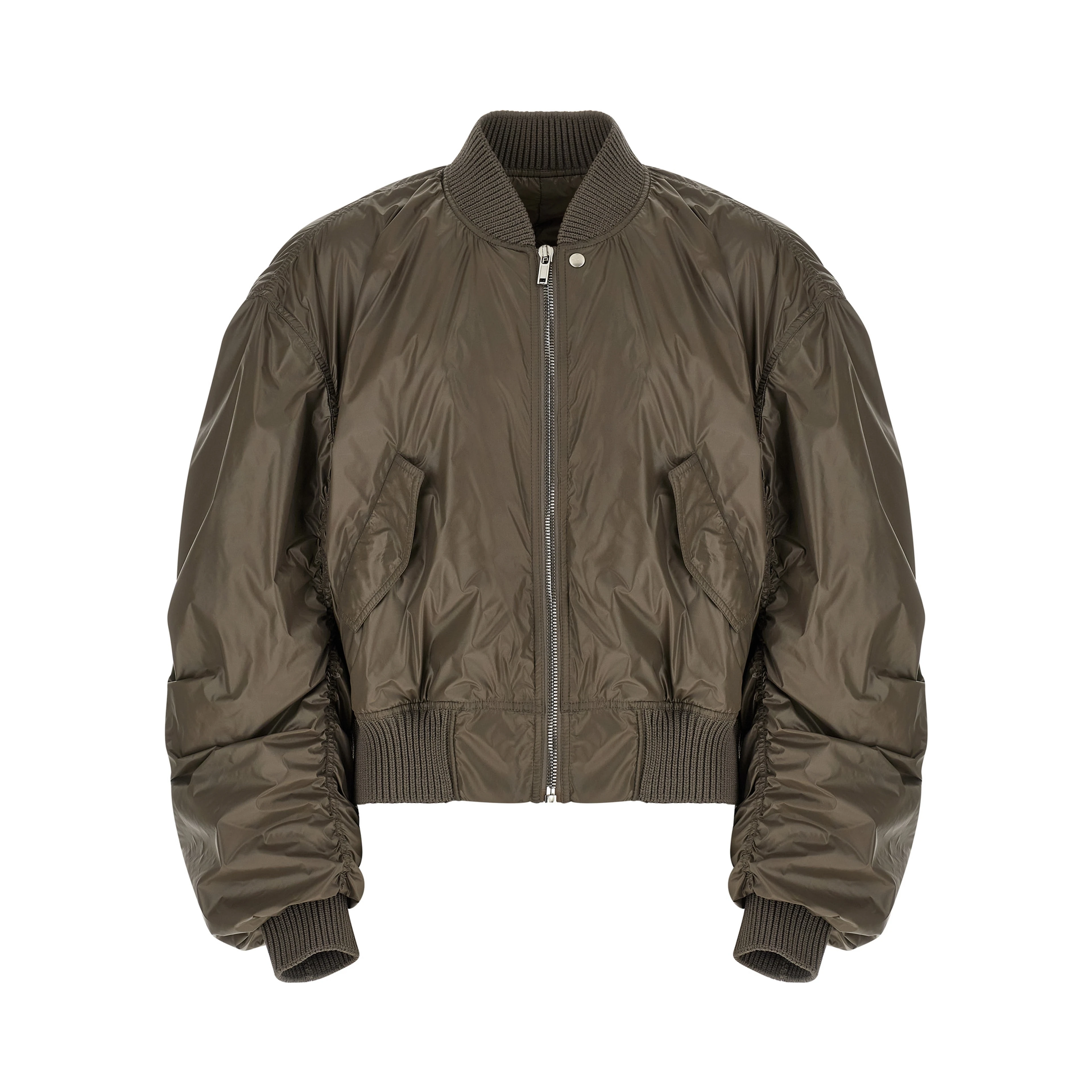 Gray Nylon Bomber
