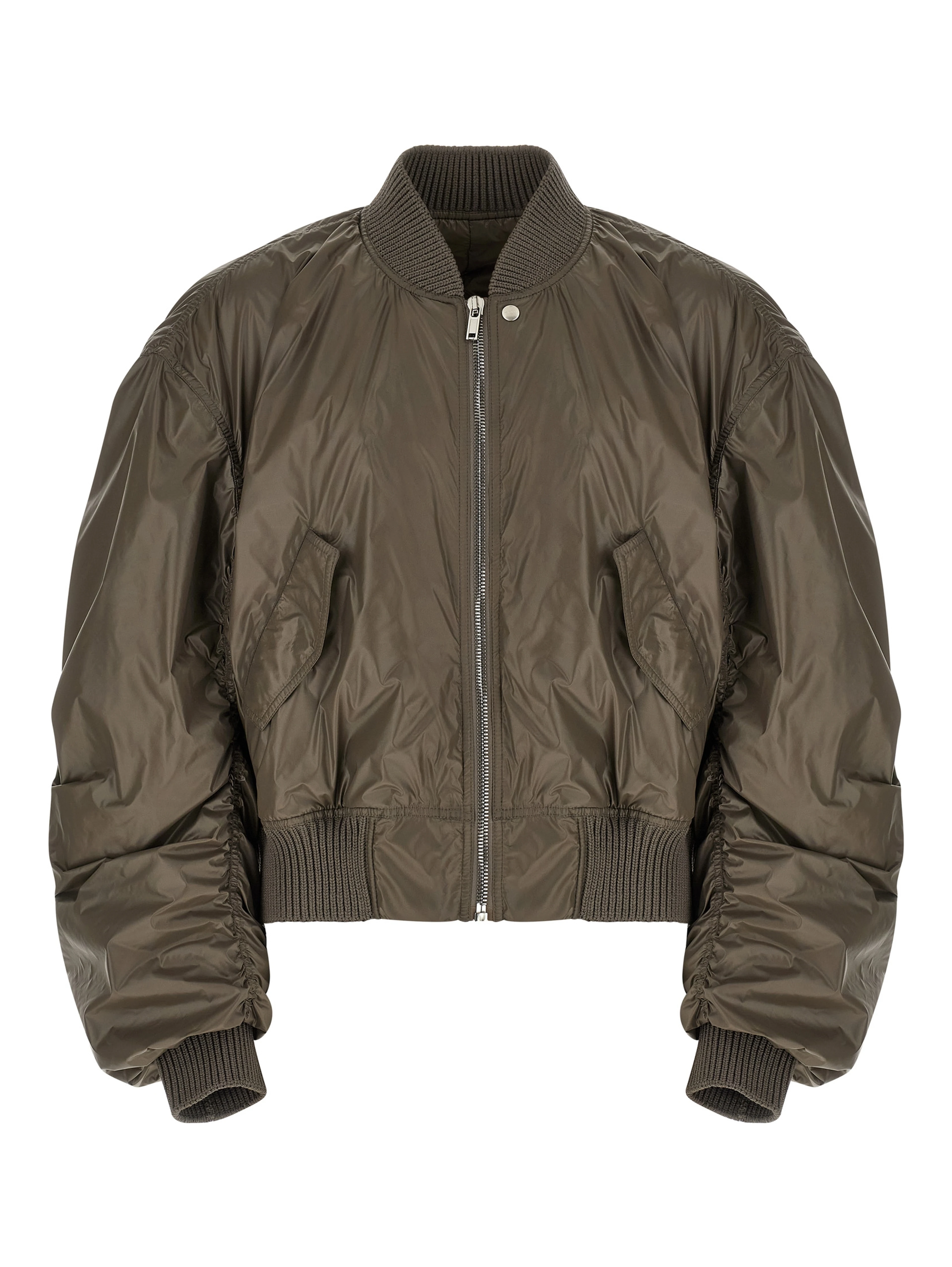 Gray Nylon Bomber
